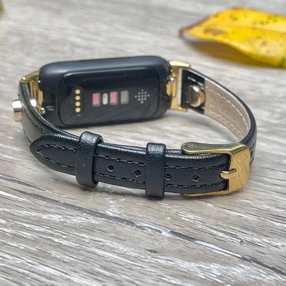 Fitbit Inspire 3 Band Women Strap Gold Accents Slim Leather Adjustable Bracelet - Picture 4 of 10